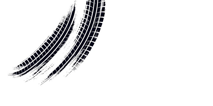 Auto tire tread grunge element. Car and motorcycle tire pattern, wheel tyre tread track. Black tyre print.
