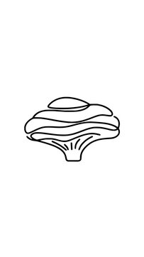 Simple black line art illustration of a forest mushroom fungus isolated on transparent background