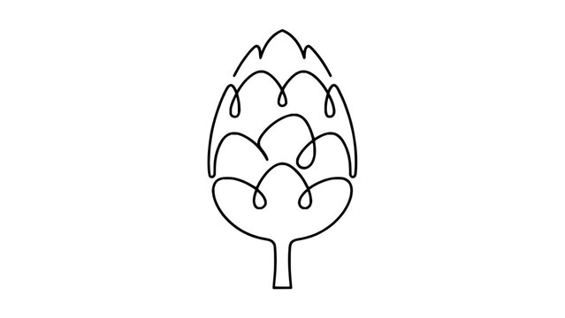 Abstract Line Art Illustration of a Seed Pod or Cone
