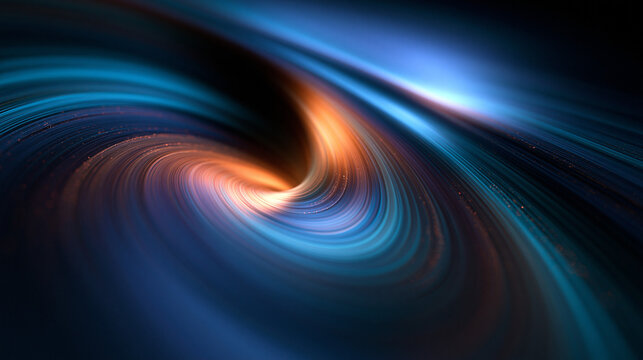 Abstract Glowing Spiral Vortex of Light with Blue and Orange Streams