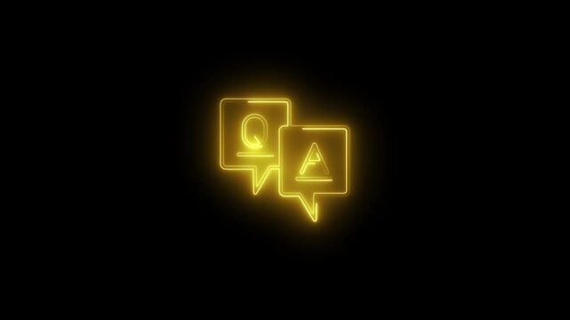 Glowing neon q&a speech bubbles for customer support and faq communication