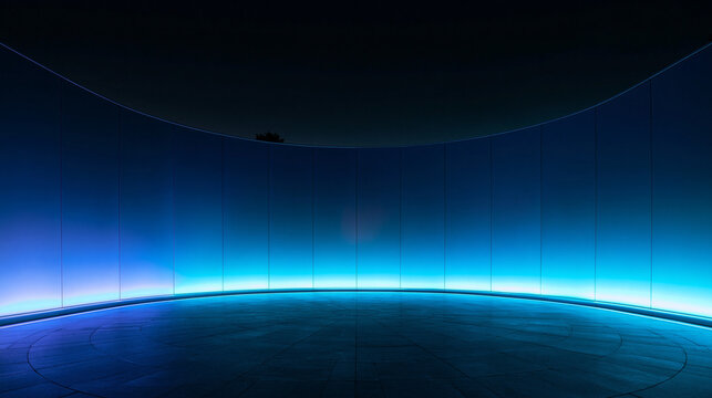Futuristic Curved Blue LED Wall Stage Background