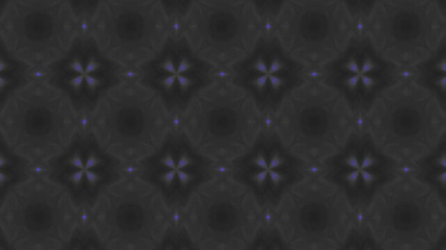 Blue graphic flowers drift and flow gracefully through a dark background, creating an elegant abstract atmosphere.
