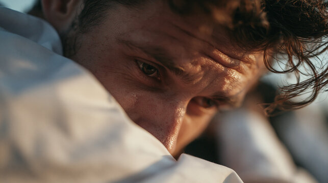 Sad Young Man in Extreme Close Up Illustrating Mental Health