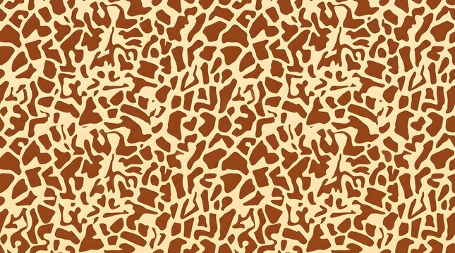Giraffe print vector pattern background in warm brown and cream colors featuring wild animal fur spots for fashion textile design and graphic art