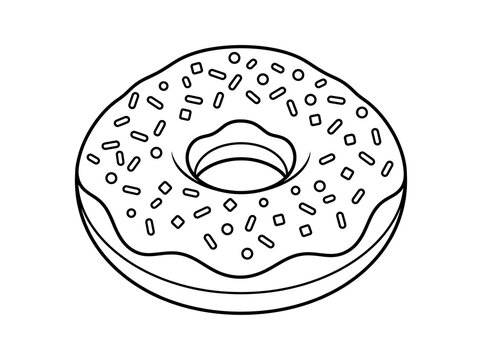 Delicious sprinkled donut with hole on white background