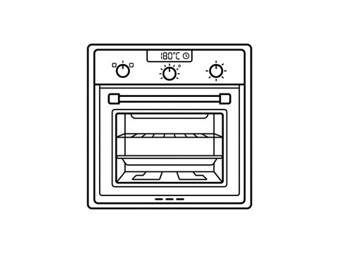 Modern built-in oven with digital display and three racks