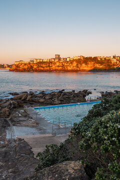 View of Freshwater Beach rock pool in the morning, Sydney, Australia.