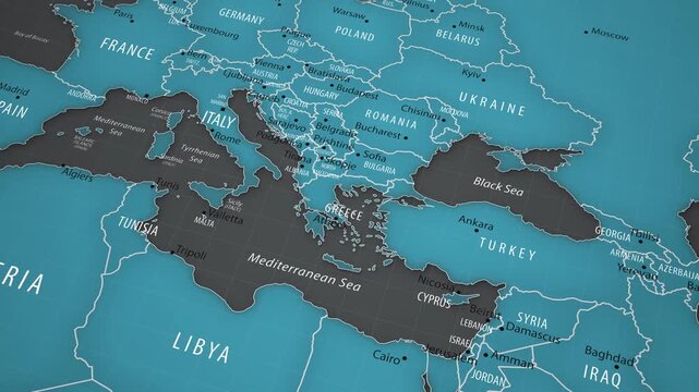 Greece on the political map of Europe with smooth zoom