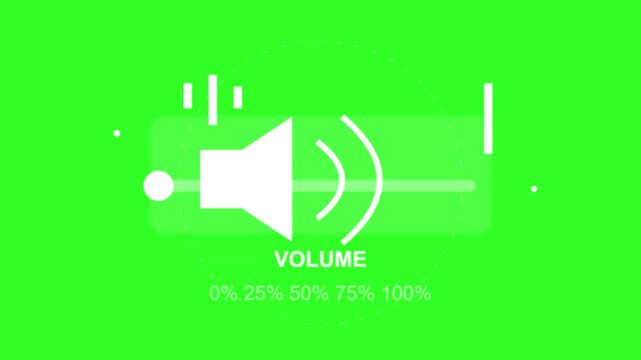 Sound volume interface animation with green background for digital media projects and interactive video display elements