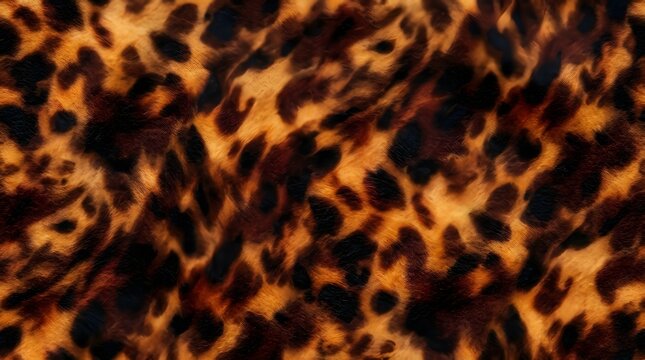 close up of brown and black leopard print fur texture animal skin pattern