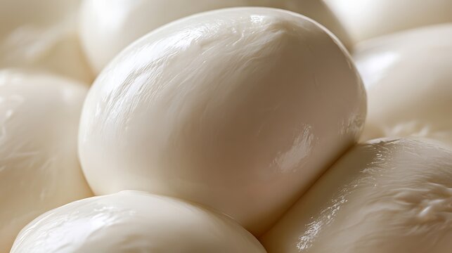 Close up of fresh white mozzarella cheese balls.