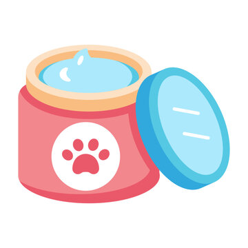 A small red jar of soothing pet balm with an open lid.