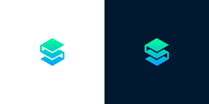 Modern abstract letter S logo design featuring a vibrant green and blue gradient, ideal for corporate branding, technology, or digital businesses, conveying innovation and forward motion