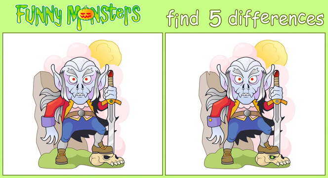 scary monster vampire, find five differences