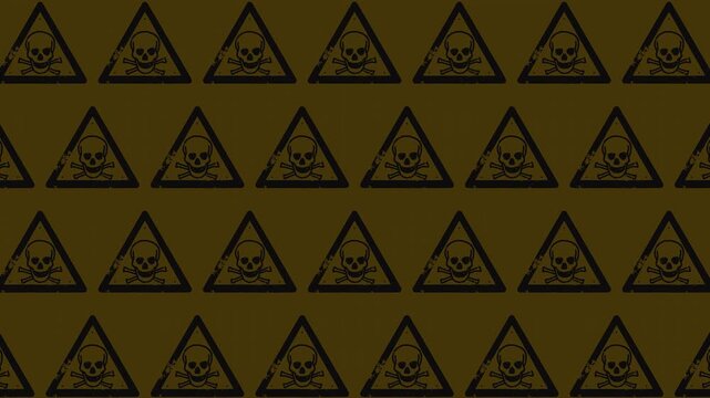 Grungy skull and crossbones hazard pattern forms an infinite loop background.