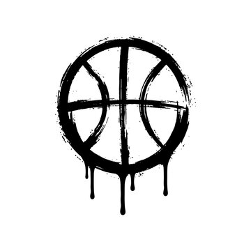 Black basketball icon with dripping paint effect, representing urban sports culture and streetball.
