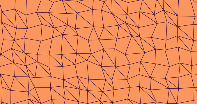 Abstract geometric triangle mesh pattern on a coral orange background