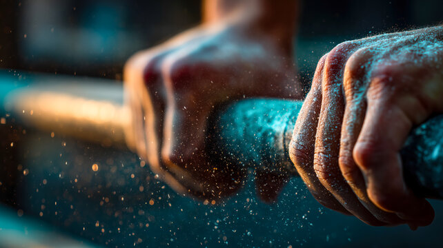 Powerful grip: Hands entwined, dust motes in warm sunlight