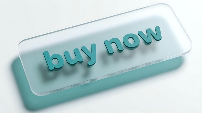 Turquoise glass button with buy now text for e-commerce websites