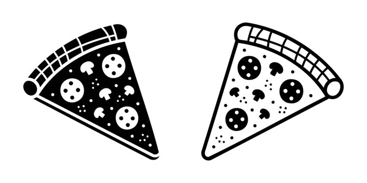 two slices of pizza with mushrooms and cheese on a white background