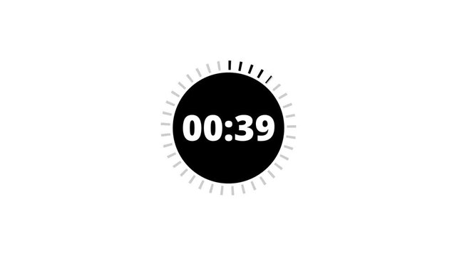 forty five second countdown animation, 45 sec countdown timer animation, Minimal countdown animation from 45 to 0 seconds. 45 sec countdown timer on transparent background in 4k with alpha channel.