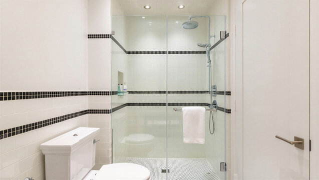 Modern bathroom interior with walk in shower and toilet bathroom interior minimalist fixtures