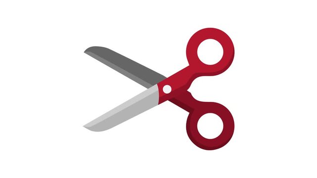 Scissors that cut things. Red scissors cut in half