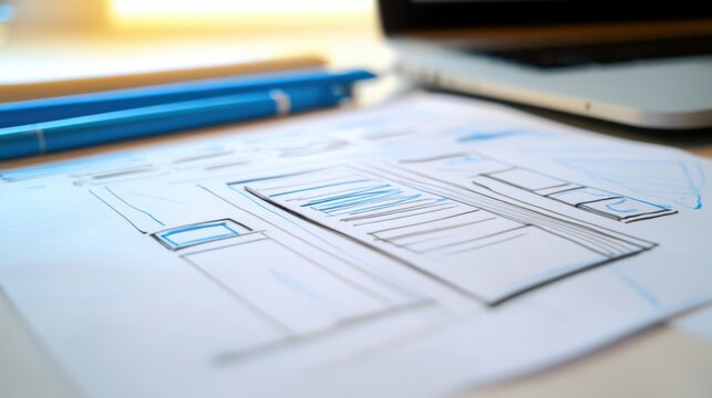 Architectural Sketch of Modern Office Interior Layout