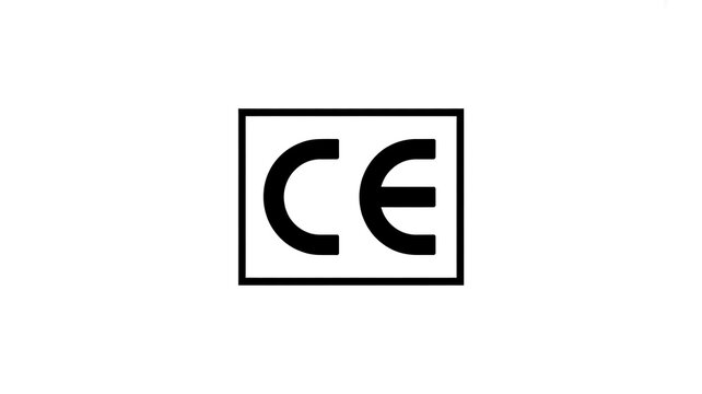 Black ce marking symbol in a rectangular frame