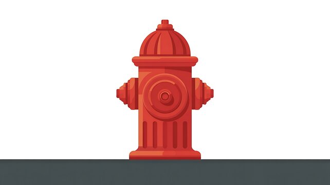 Bright red fire hydrant standing on a dark street sidewalk