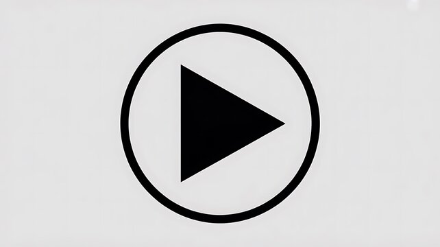 Black play button icon in a circle outline