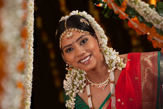 Close-up of beautiful Asian bride 