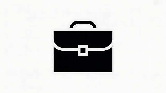 Black briefcase icon for business and office work