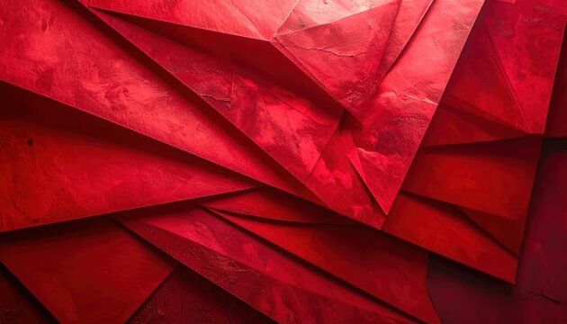 Abstract red geometric shapes with sharp edges and texture