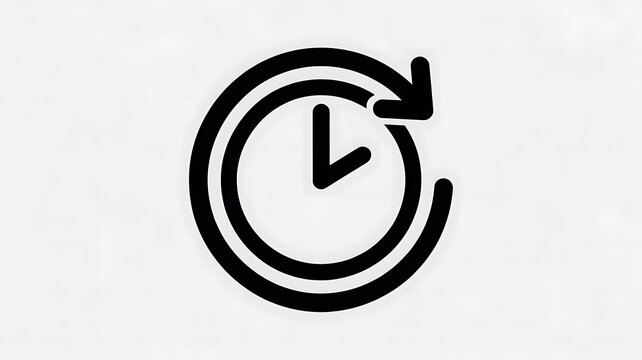 Black clock icon with a circular arrow for history reset