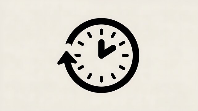 Black clock icon with circular arrow for history and time