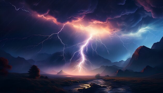flash of lightning on a dark night