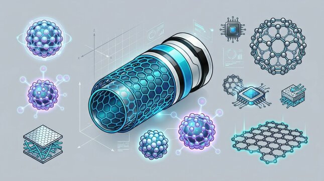 Futuristic Nanotechnology and Molecular Structures Concept.