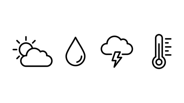 Simple weather forecast and temperature condition icons.