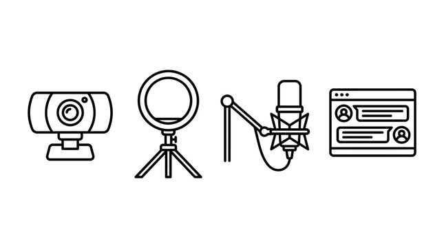 Streaming hardware and content creation equipment icons.