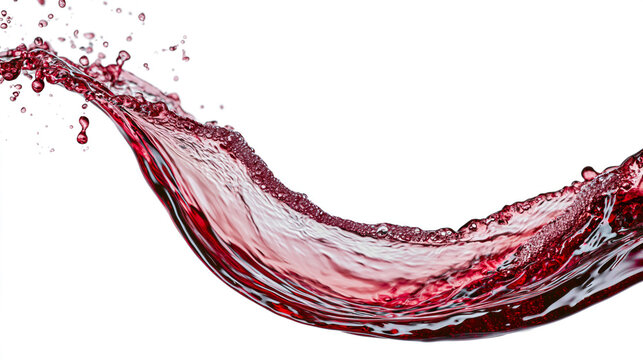  red wine splash, elegant horizontal s-curve liquid wave floating in mid-air, 