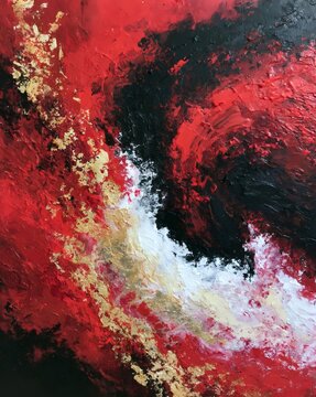 Abstract painting creating textured explosion of colors