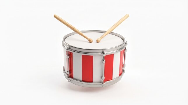 Marching snare drum with sticks ready for performance. Classic percussion instrument for parades, bands, and music education.