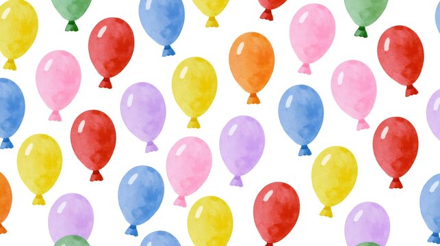 Colorful watercolor balloons pattern celebrating party joy background