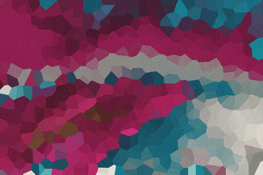Abstract stained glass mosaic texture with vibrant magenta teal and grey tones