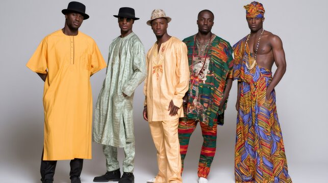 Group of african men showcasing traditional fashion and cultural identity