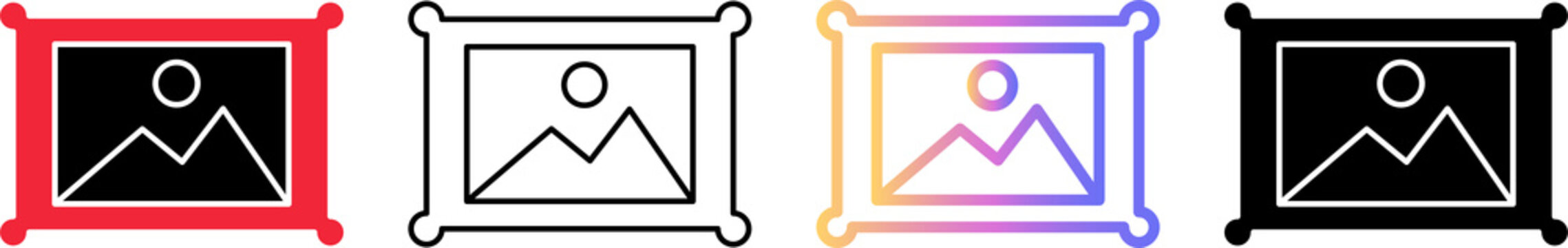 Gallery Frame Icon Set in Filled, Outline, Color Outline, Line and Glyph Styles 