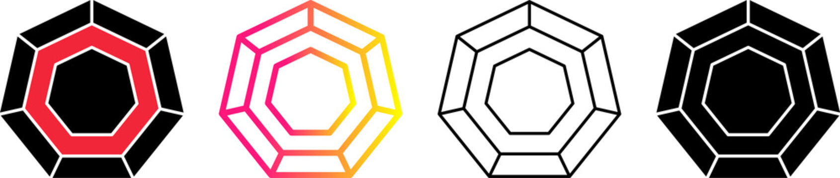 Gemstone Icon Set in Filled, Outline, Color Outline, Line and Glyph Styles 