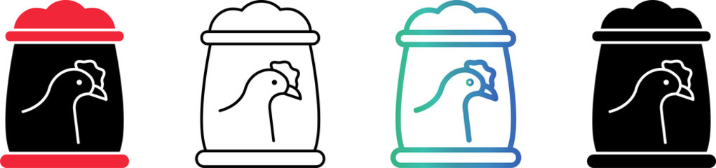  Poultry Feeder Icon Set in Filled, Outline, Color Outline and Glyph Styles. © icons